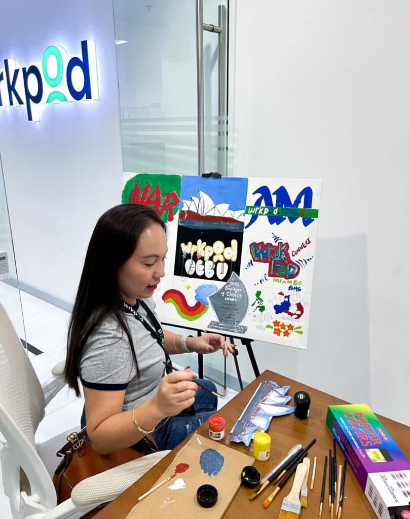 Iris Gabriel, WrkPod VA during the ‘March Sip and Paint’ Friyay Celebration